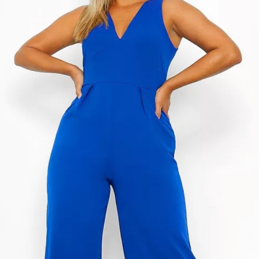 Cobalt blue wide leg jumpsuit